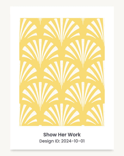 Coastal seashell art deco fan seamless repeating pattern