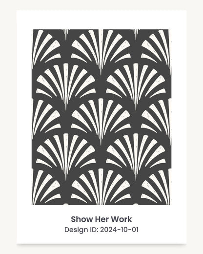 Coastal seashell art deco fan seamless repeating pattern