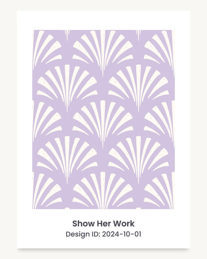 Coastal seashell art deco fan seamless repeating pattern