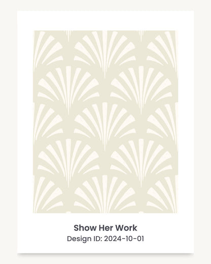 Coastal seashell art deco fan seamless repeating pattern