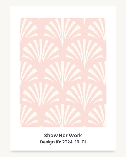Coastal seashell art deco fan seamless repeating pattern